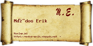 Módos Erik névjegykártya
